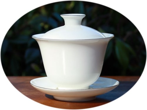 Gaiwan white gold large gold lined